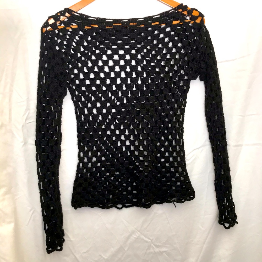 Handmade vintage knit checkerboard sweater